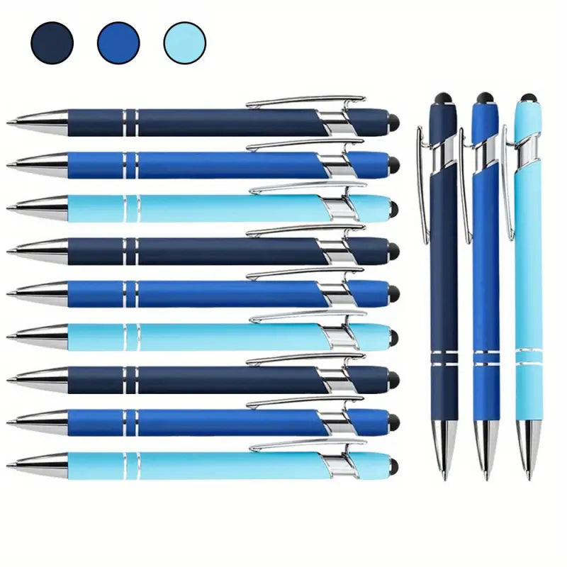 12pcs Metal Ballpoint Pens with Capacitive Touch Technology, Smooth Writing Ergonomic Grip Black Ink Pens, Durable Office Writing Tool Pen Set for Students Office Business Use