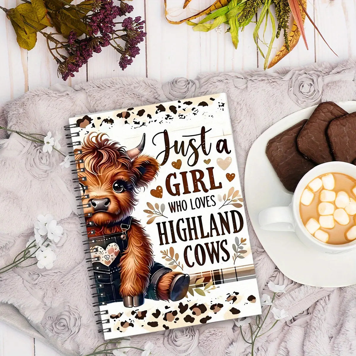 1pc Cute Highland Cow Themed Spiral Notebook: Humorous and Fun To Do List, Daily Planner, and Meeting Notes Perfect Gift for Doctors, Nurses, Parents, Colleagues, and Friends Dotted Notebook