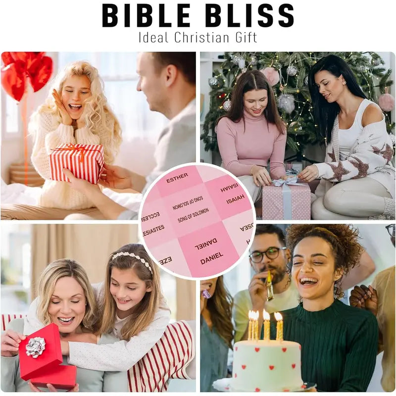 Pink Tabs for Women - Large Print Laminated Study Supplies with 24K Leaf Gilded Lettering, Book Index Tabs for Catholic & ESV , Scripture Journaling Accessories