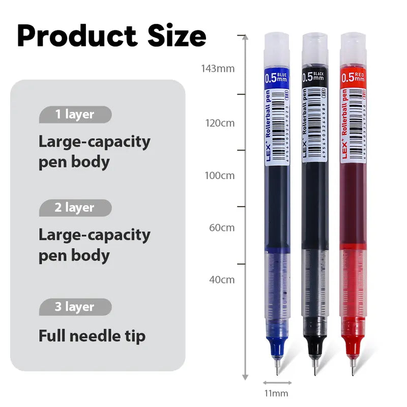 30-Pack 0.5mm Direct Liquid Quick-Dry Ballpoint Pens, Black/Blue/Red Ink, for Students, School & Office Writing Tasks, Office Stationery School Supplies Shopping Essentials sohochic