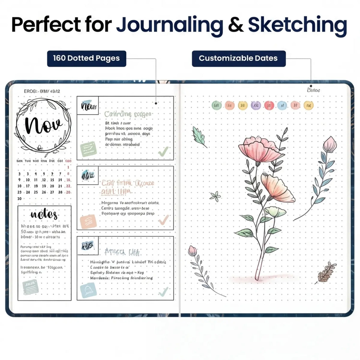 Aesthetic Journal for Women Pretty 6"" x 8"" Study Notebook for Work & Note with 160 College Ruled Pages Hardcover PU Leather Notebook for Journaling Note Taking back to school Journaling Supplies