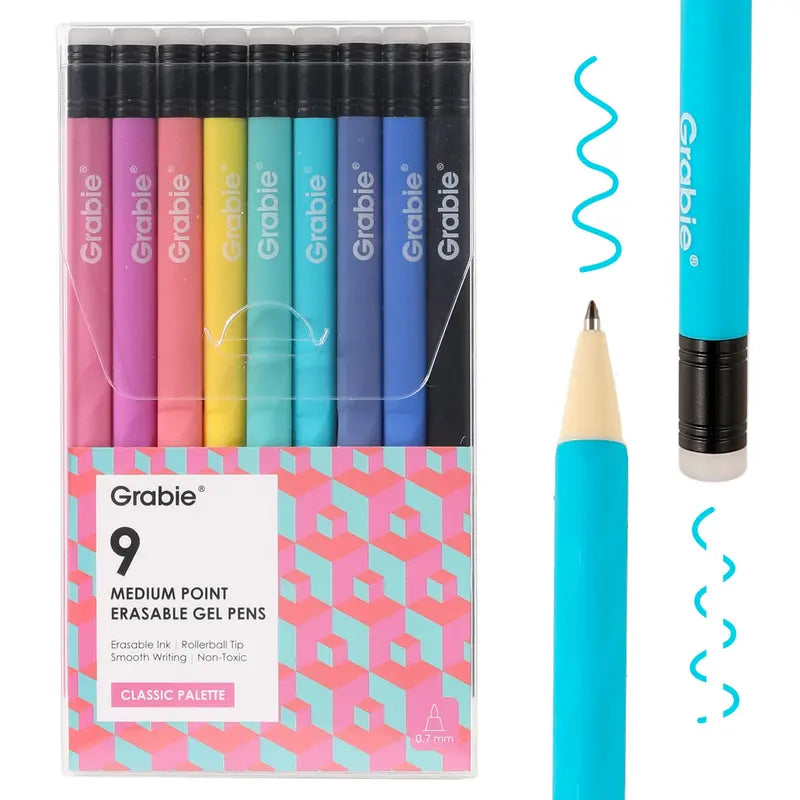 Grabie Erasable Gel Pen Set, Back to School, Medium Point Pens with Eraser for Everyday Use & Educational Purposes, for planner, students, teachers, nurses and artists, magical pen, Class Reward Gift Idea, School Supplies