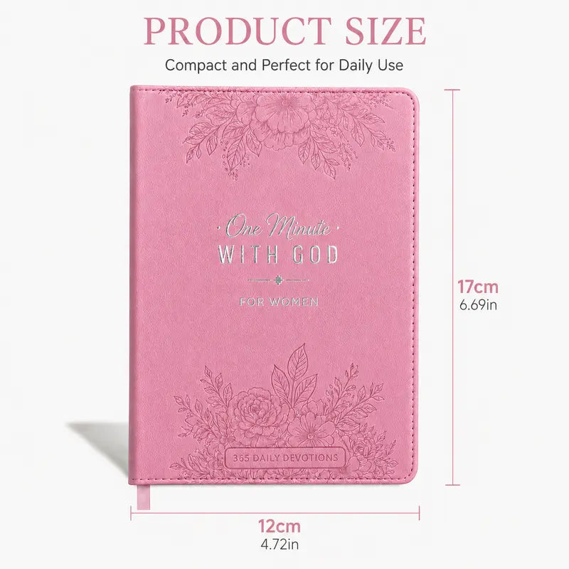 One Minute with God for Women, 365-Day Women’s Study Bible, Full-Color Embossed Faux Leather Hardcover, Daily Devotional Prayer Journal, Bible Study Book, Christmas Gift for Women, Inspirational Bible Verses