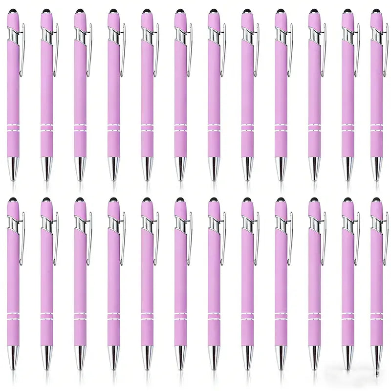 24/12 Pcs Ballpoint Pen Set with Stylus Tip 1.0 mm Metal Pens for Touch Screens 2 in 1 Black Ink Pens Ideal for Office Family Friends Christmas Party Gifts Hand Tools Kits Summervibes