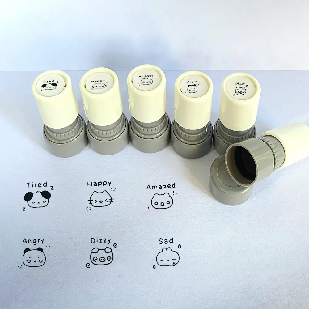 Teacher Grading Stamps Set, Pre-Inked Classroom Emotional Feedback Stamps (happy, Sad, Surprised), Variety of Expressions, Student Feedback, Durable Plastic, Reliable, Office & School Supplies, Classroom Use, Mood Stamps