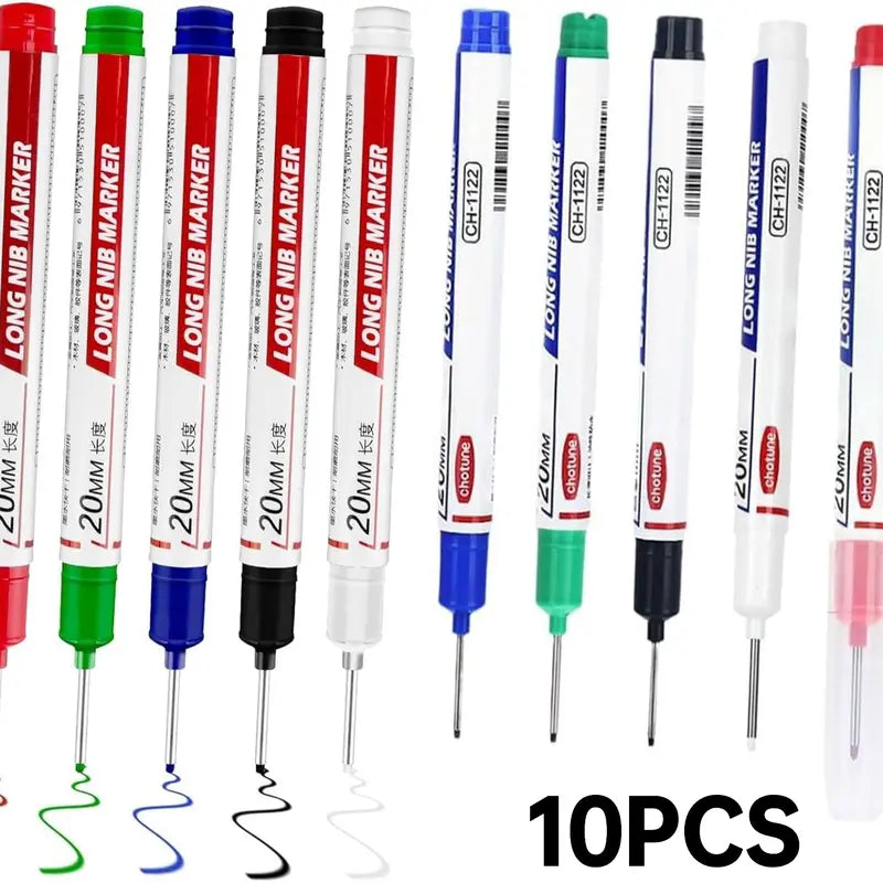 20mm Elongated Tip Deep Hole Permanent Markers - Durable and Solid PP Plastic Build, Smudge-Proof Waterproof Quick-Dry Ink, Metal Surfaces Compatible, Ruler-Friendly Office Stationery (4/5/10/20-Pack Optional for Automobile Manufacturing, DIY Projects)