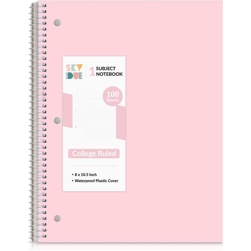 8"x10.5" Spiral Notebook - College Ruled 100 Sheets, 1 Subject Notebook for School & Office, 3-Hole Punched Paper, Floral Design
