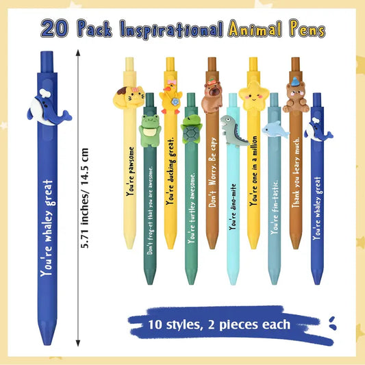 40/100 Pcs Animal Inspirational Ballpoint Pens Employee Appreciation Gift Halloween Non-Candy Treats Classroom Reward Gift Idea Party Goodie Bags Stuffer Bulk Motivational Pens for Students Coworker Team Members School Classroom Office Supplies