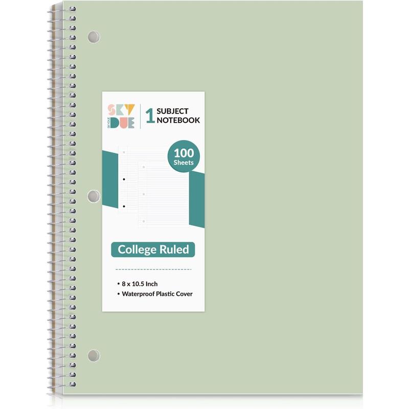 8"x10.5" Spiral Notebook - College Ruled 100 Sheets, 1 Subject Notebook for School & Office, 3-Hole Punched Paper, Floral Design