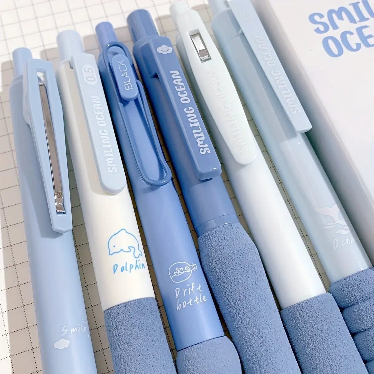 6/12pcs Dopamine Soft Grip Stress Relief Pen, Cute Design & Retractable Fine Point 0.5mm Tip, Ideal School Supply, Back-To-School, Valentine's Day Gift, Pen Set, Cute Pens