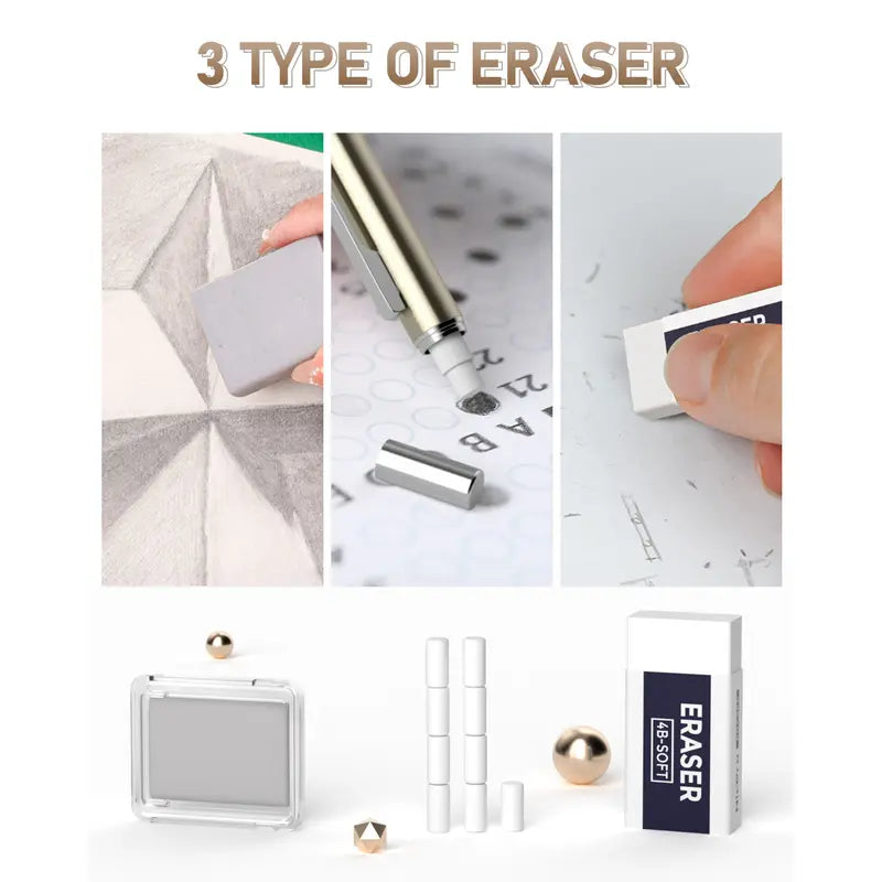 Nicpro Art Drafting Pencils Set, Multi-Size Metal Pencils (0.5/0.7/0.9) & 3-Pack 2mm Lead Holder with 11 Tube 2mm Graphite (6B/4B/2B/HB/2H/4H) Sketching Tool, Lead Refill Kit & Case