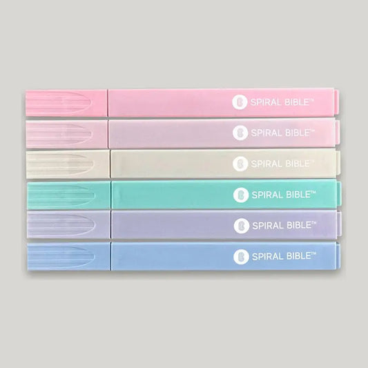 Spiral Bible™ 6-Color Highlighter Pack - Office Stationery with Smooth Tip, Easy Highlighting for Bible Study, Pastoral Markers & Highlighters for Text Marking, Aesthetic Notes