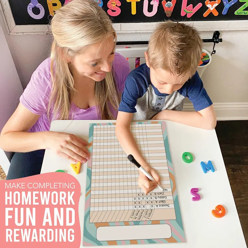 Hadley Designs Homework Trackers Sticker Packs - 8 Assorted Sticker Sheets, 11x17 Inch Laminate, Classroom-Home School Supplies, Visual Learning Tools That Builds Responsibility