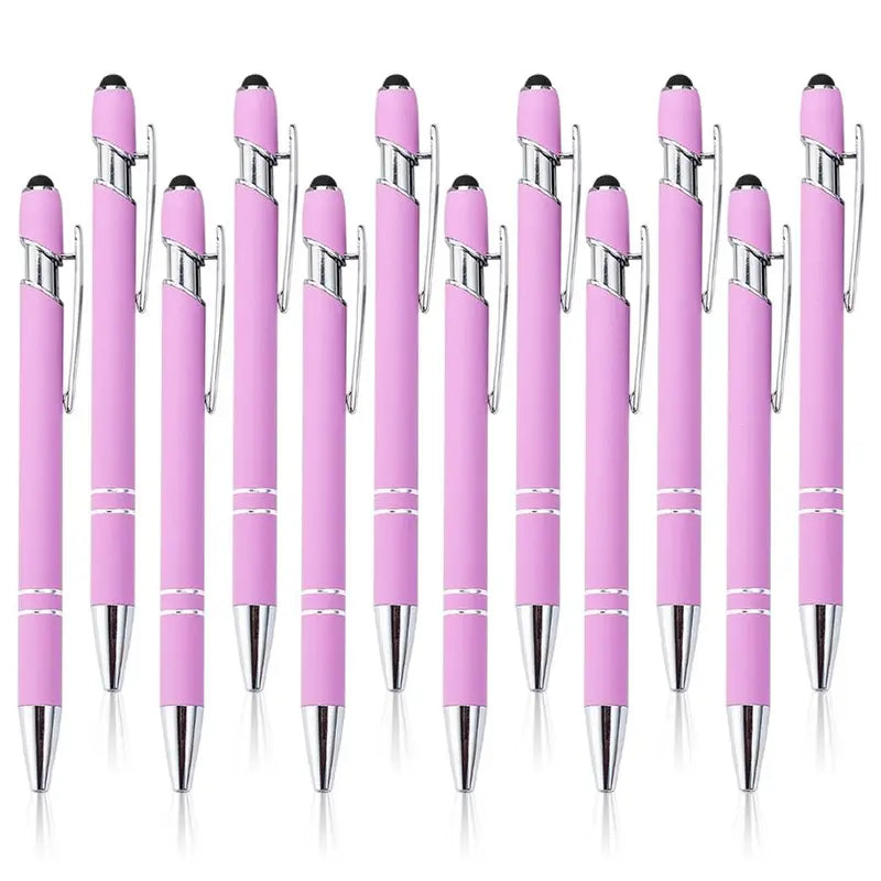 24/12 Pcs Ballpoint Pen Set with Stylus Tip 1.0 mm Metal Pens for Touch Screens 2 in 1 Black Ink Pens Ideal for Office Family Friends Christmas Party Gifts Hand Tools Kits Summervibes