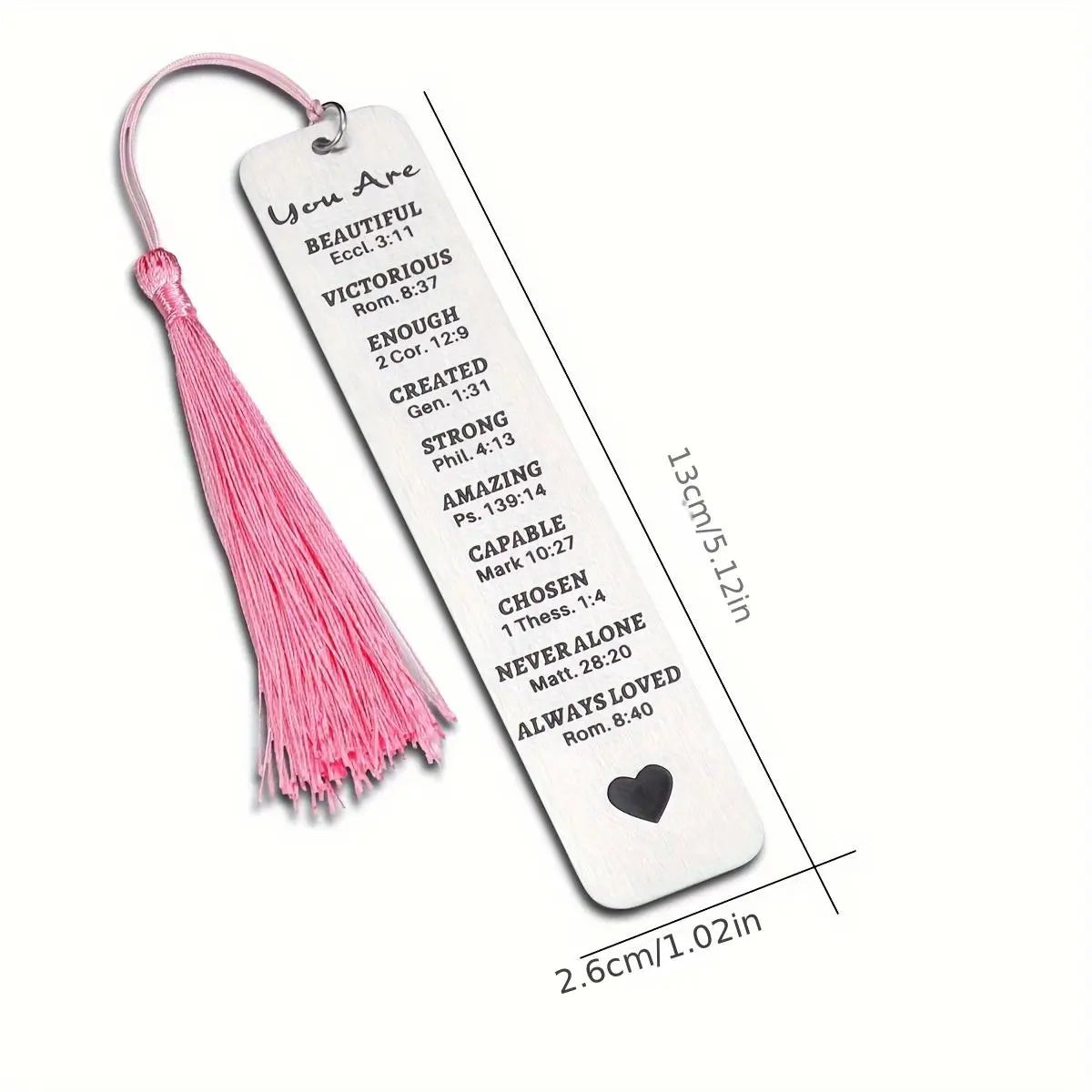 Stainless Steel Bookmark with Tassel, 1 Count Inspirational Christian Bookmark, Gift for Book Lovers, Book Accessories, and Birthdays, Bookmark Tassels