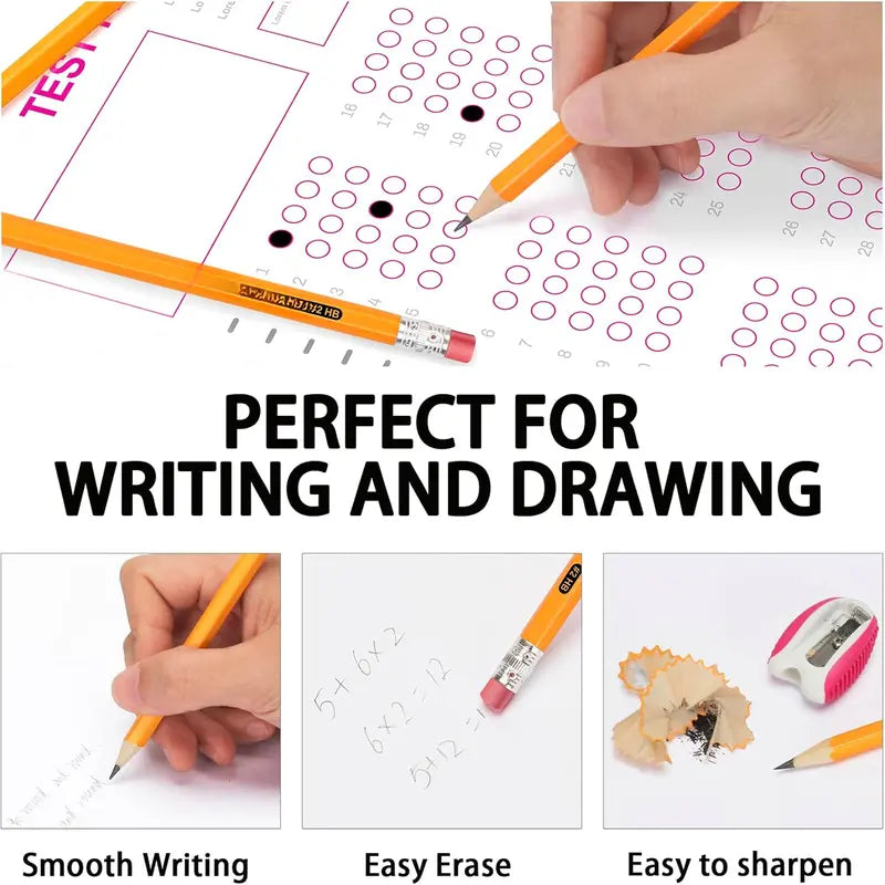 -Cased #2 HB Pencils Bulk, Pre-sharpened with Eraser top, Yellow Pencils for Writhing Drawing, Office, School, Teacher and Classroom Supplies
