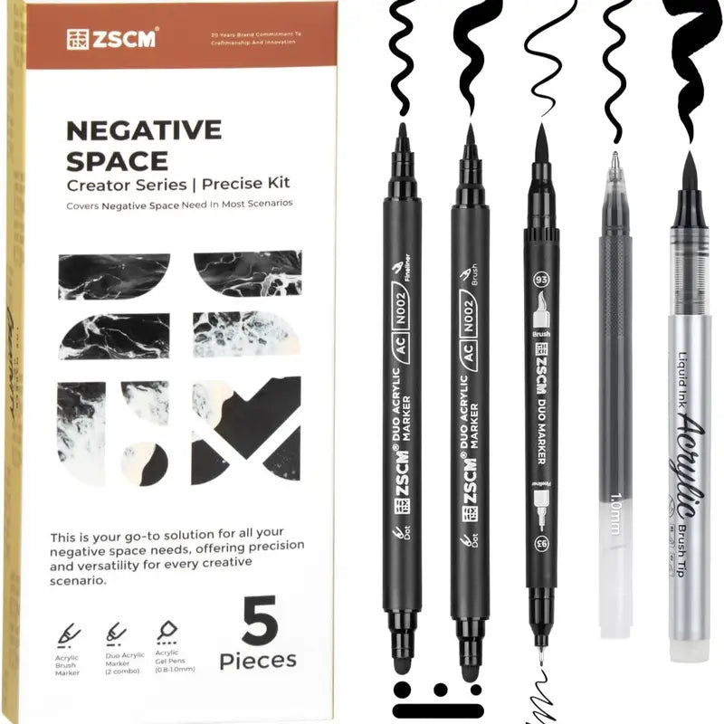 ZSCM Acrylic Markers Set - White, Gold, Black Fine Tip Opaque Ink Archival High Precision Gel Pens, Craft Supplies for Adults, Back to School Haul for College High School Office Art Projects