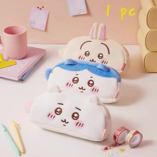 Plush Pencil Case, Three Styles Available (Cat, Rabbit & Hamster), Large-Capacity Pencil Bag, Perfect Gift for Friends, Supplies for School & Office, Desk Supplies