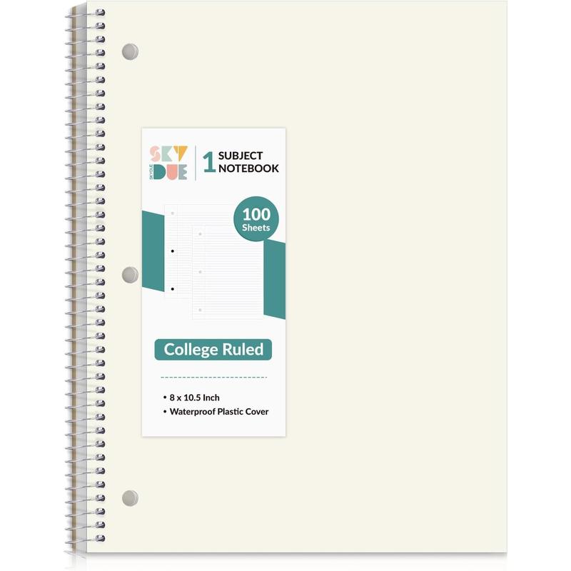 8"x10.5" Spiral Notebook - College Ruled 100 Sheets, 1 Subject Notebook for School & Office, 3-Hole Punched Paper, Floral Design