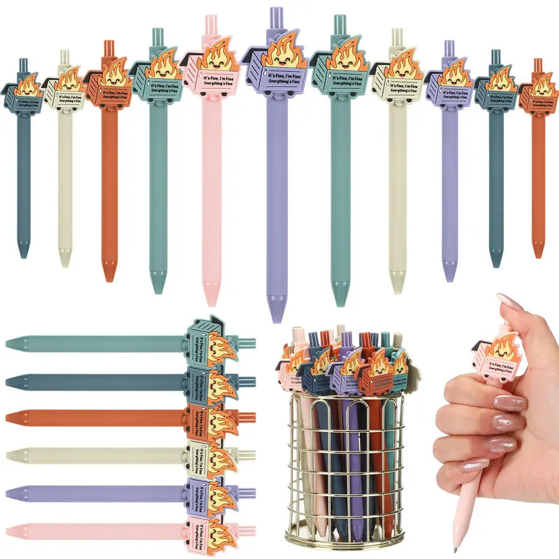 Gejoy 12/30 Halloween Luminous Dumpster Fire Pens Gifts Halloween Funny Ballpoint Pen for Student Teacher Classroom Reward Emotional Support Gifts for Healthcare Coworkers White Elephant Party Favors Office Supplies Employee Appreciation Gift