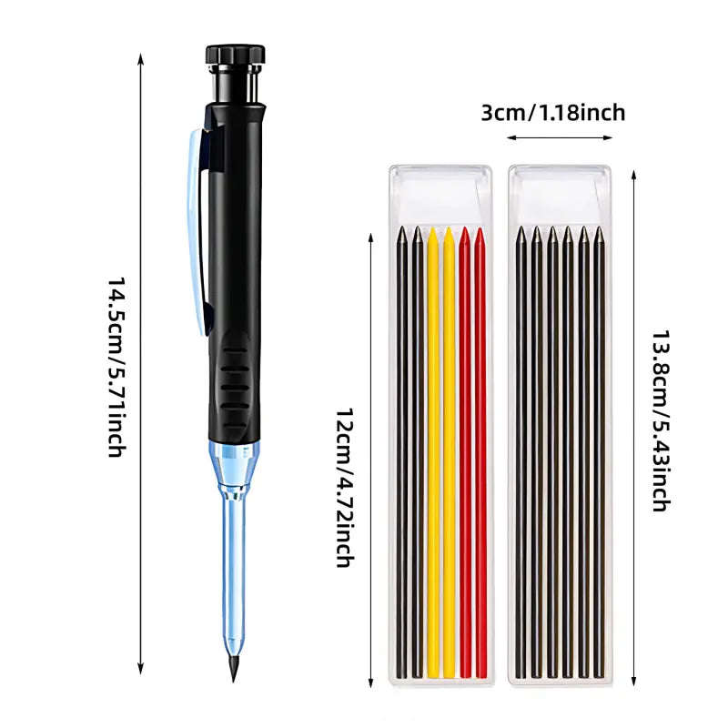 2/6Pcs Carpenter Pencils with 36 Pcs 2.8mm Refills Long Nosed Deep Hole Mechanical Pencil Construction with Built in Sharpener for Woodworking Drafting Architect Tool Mechanical Drawing Pencils, Drawing Supplies