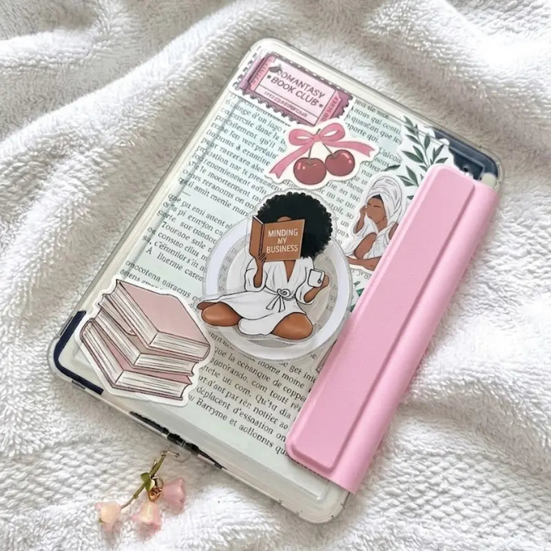 Melanin Queen Reading Magnetic Bookmark, Black Girl Kindle Grip, Cute Bookish Phone Grip, Literary Gift For Women, Boss Babe Accessory