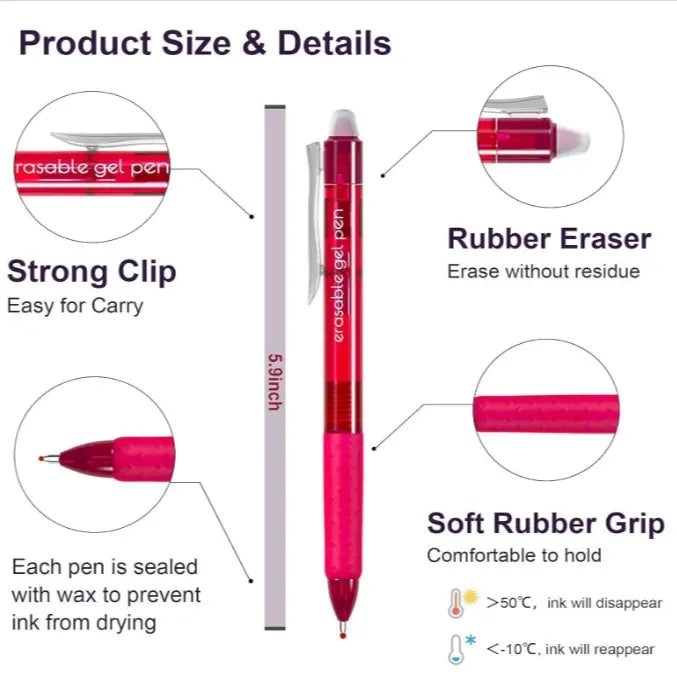 Shuttle Art 15/26-Pack 0.5mm Retractable Fine Point Erasable Gel Pens, Acid-Free Transparent Multi Purpose Clicker Pens, Back to School Office Supplies for Students, Ideal for Drawing & Planner Use