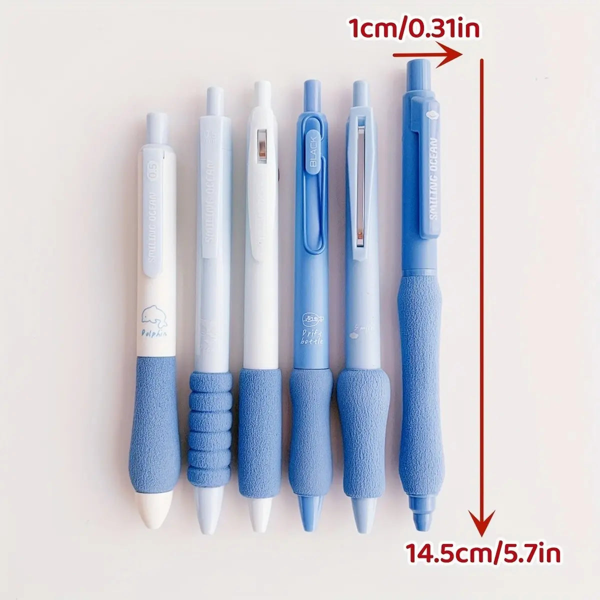 6/12pcs Dopamine Soft Grip Stress Relief Pen, Cute Design & Retractable Fine Point 0.5mm Tip, Ideal School Supply, Back-To-School, Valentine's Day Gift, Pen Set, Cute Pens