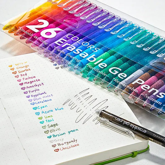 Shuttle Art 15/26-Pack 0.5mm Retractable Fine Point Erasable Gel Pens, Acid-Free Transparent Multi Purpose Clicker Pens, Back to School Office Supplies for Students, Ideal for Drawing & Planner Use