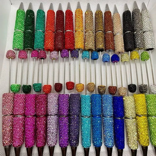 Beadable Fancy Rhinestone Pens for Crafting - Assorted Colors with Sparkling Beads for Creative Projects