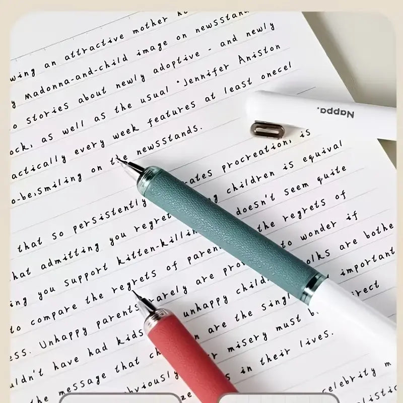3-Piece High‑end Imitation Nappa Side‑Click Gel Pen Set, 0.5mm Black Ink, Comfortable Grip, Smooth Writing, Quick‑drying Ink, Stylish Vintage Aesthetic, Ideal for Students, Office Use, Writing Stationery