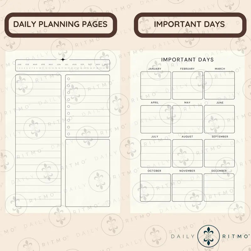DAILY RITMO A5 Checkered PU Leather Cover 6-Ring Binder - 160-Page 26lb 7"x9" Daily To-Do List Notepad, Easy Care Work Organizer, Planner Accessories, Office Stationery Binder
