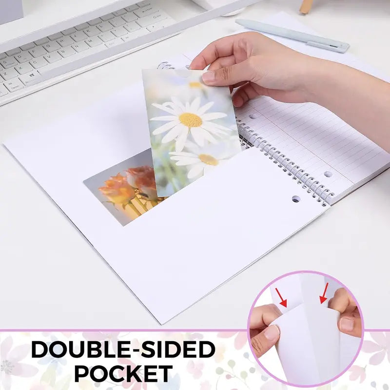 8"x10.5" Spiral Notebook - College Ruled 100 Sheets, 1 Subject Notebook for School & Office, 3-Hole Punched Paper, Floral Design