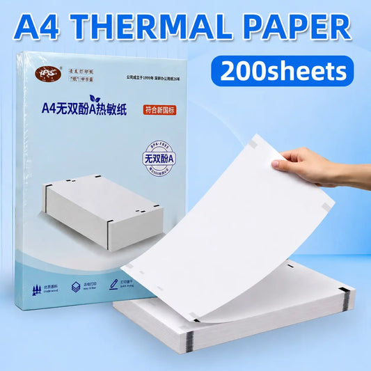 100/200 Sheets A4 Folding Thermal Paper, No Ink Required, 8.26 x 11.69 Inches, Compatible with Portable Printers, High‑Resolution Print for Business Invoices, Contracts & Documents