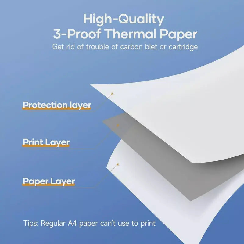 SJPACK Colorwing 8.5"x11" (297mm) BPA-Free Inkless Thermal Printer Paper, 100/200/400/500 Sheets, Compatible with M08F MT800 PJ762 PJ763MFi, Compact & Ready to Use Office Supplies for Portable Reports, Invoices