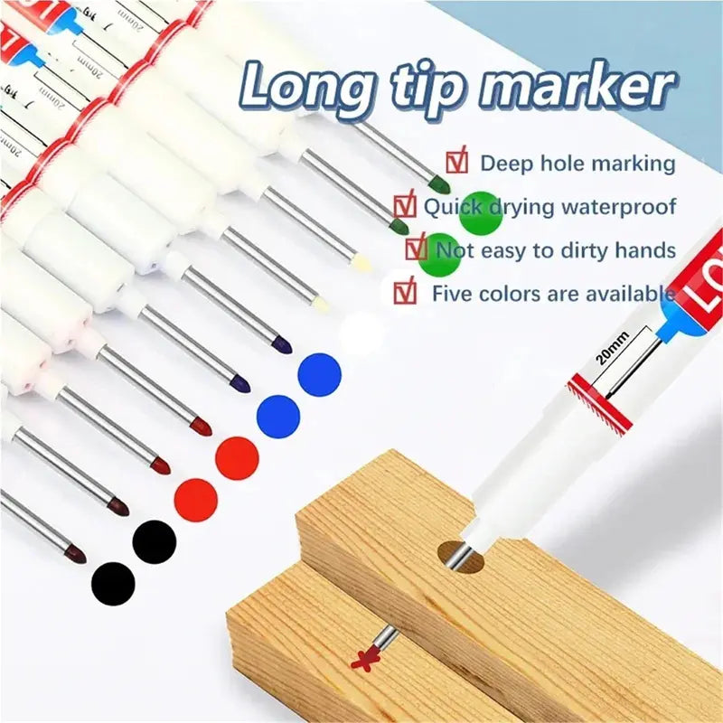 Long Nib Marker, 20mm Tip Quick-Dry Home Improvement Marker with Waterproof Performance, 10-Count (4/5/20-Count Options), Premium Wear-Resistant Plastic, Durable and Versatile Office Stationery for Wood/Wall/Plastic, Precision Woodworking Tool