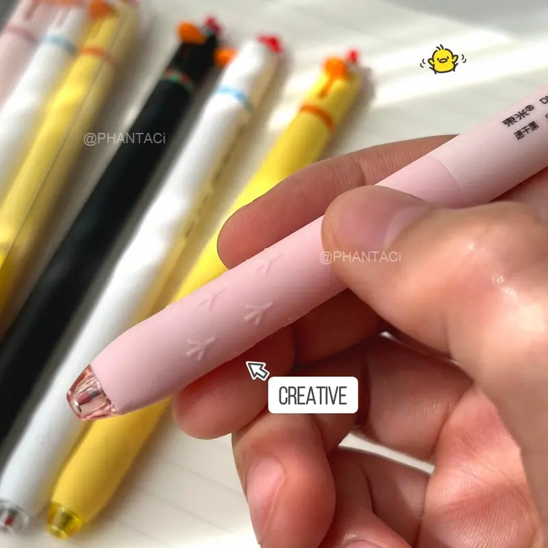 4PCS Chick Style Gel Pens Set 0.5mm Quick Dry Black Pen Creative Press Mouth Writing Pen Funny Teacher Pens Small Gift Writing Stationery Office Supplies