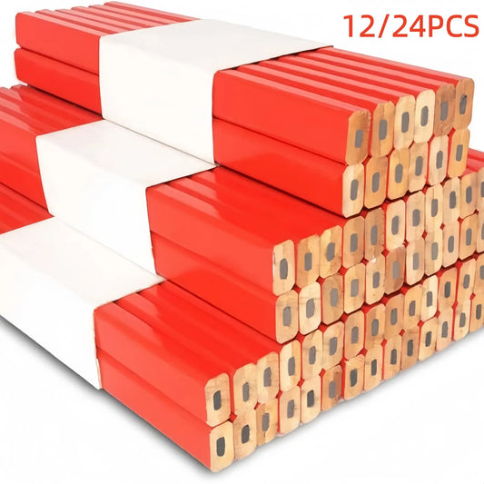Woodworking Pencil Set, Construction Pencil, 12/24 Pieces, Octagonal Hard Lead Carpenter Pencils, Ideal for Craftsmen, Marking Tools for Woodworking and Construction