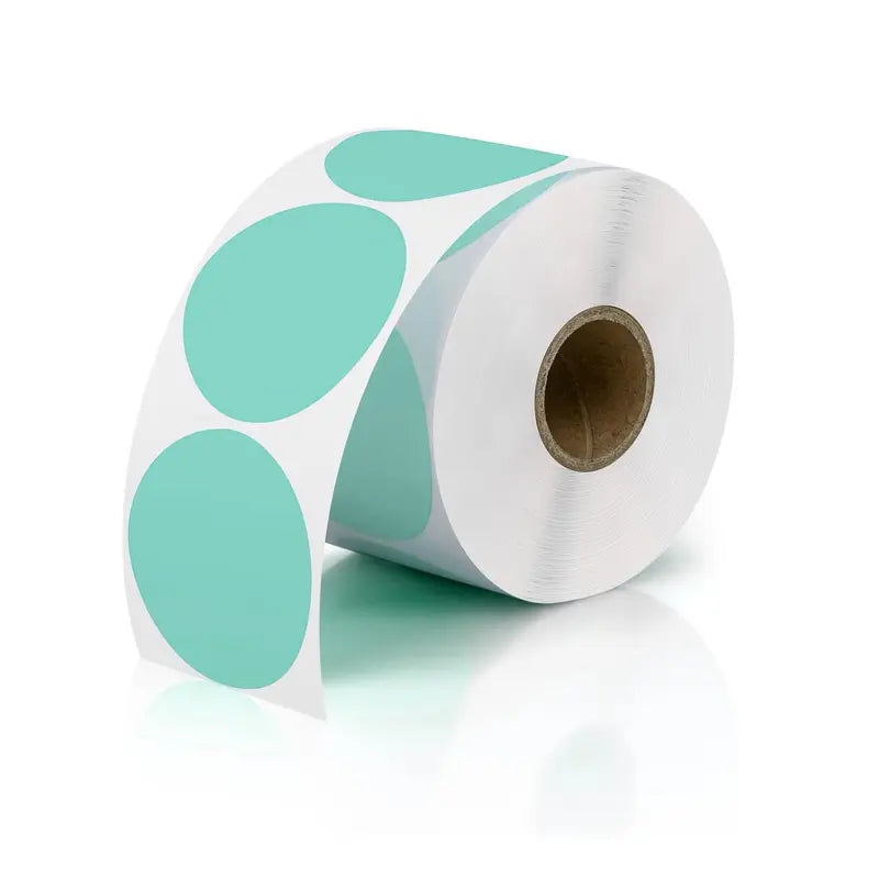 JADENS 2" Diameter Perforated Round Circle Sticker Label - 1 Roll Blue, Self-Adhesive, Waterproof, BPA & BPS Free, Logo Support, 750 Labels, Thermal Printer Compatible for Small Business DIY Use