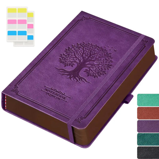 Vintage Leather Notebook Journal | 320 Pages Lined Notebook with Tree of Life Print, 100GSM Thick Paper, Inner Pocket, A5 Hardcover, Matte Finish, English Language, Great Christmas Gift for Business & School, Size 5.6" x 8.3"