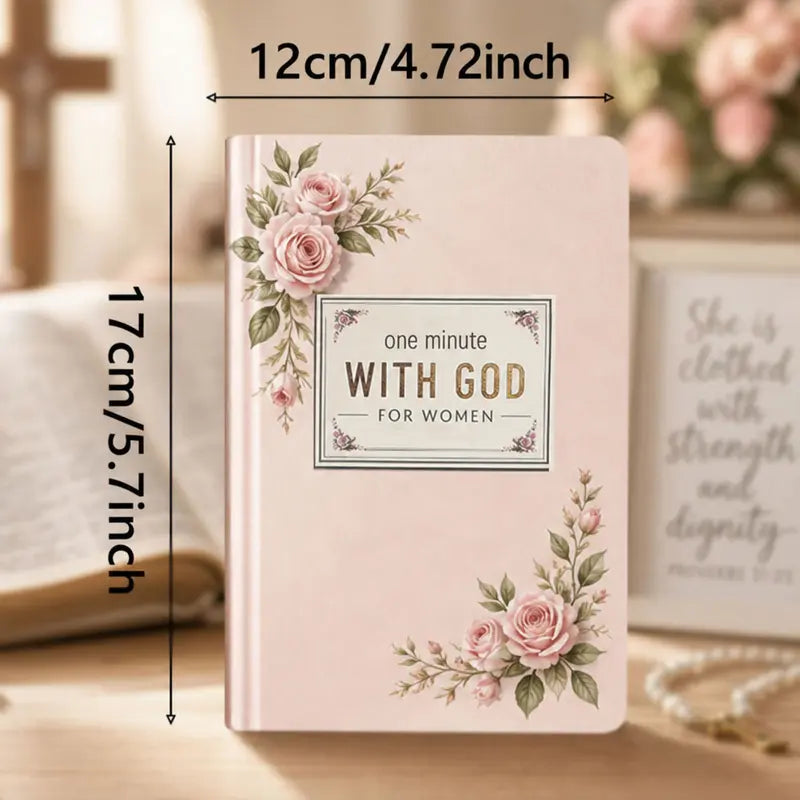 Brown Faux Leather 1-Minute With God Devotional Journal Set - 365 Devotions, Compact, Christian Prayer & Reflection Notebook, Inspire Your Mornings, Daily Guidance, Christmas Holiday Birthday Gift for Men & Women