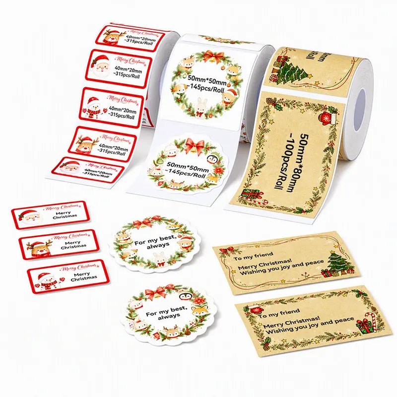 NIIMBOT 3-Roll Direct Thermal Stickers for B-Series Thermal Label Printers, Self-Adhesive Wrap Decal Stickers, Waterproof for School, Home, Office, Compatible with Barcodes/QR Codes/Logos, High-Quality