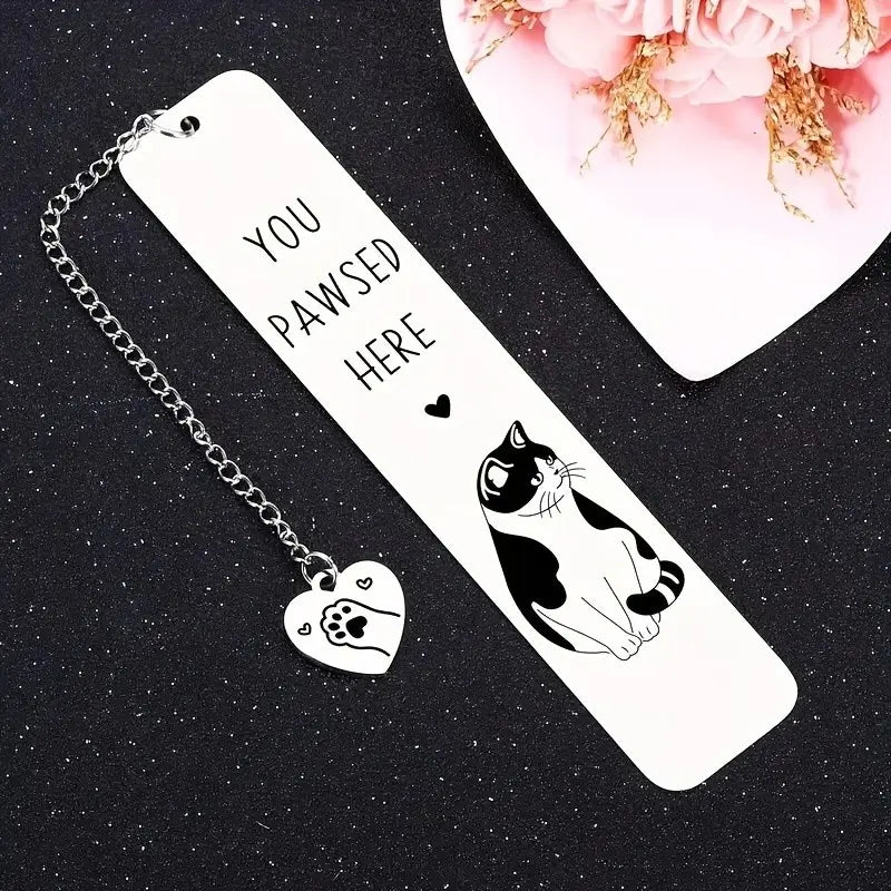 Cat Bookmark Stainless Steel Engraved Memorial Gift, Multiple Styles Combination, Perfect for Gifts, Unique Book Accessory