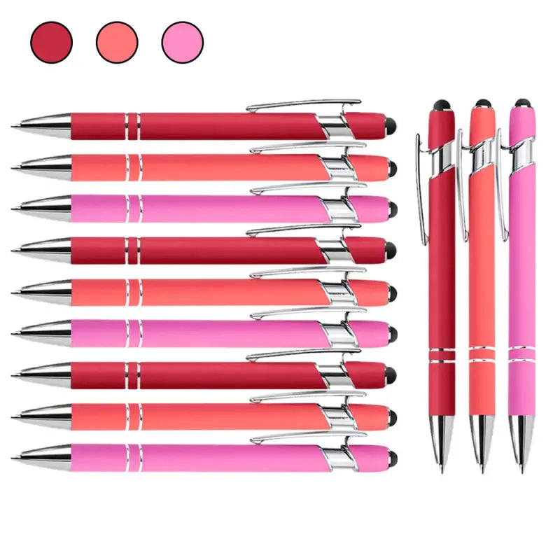 12pcs Metal Ballpoint Pens with Capacitive Touch Technology, Smooth Writing Ergonomic Grip Black Ink Pens, Durable Office Writing Tool Pen Set for Students Office Business Use