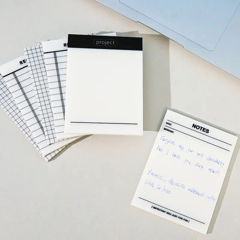 4pcs New Printed Post-It Notes Planner Set, Grid Sticky Notes & Semi-Transparent Waterproof Stickers, Daily Messages, Writing, Tracing, Reminders, Organization, Grid Notepad, Home Office, Office Stationery Supplies