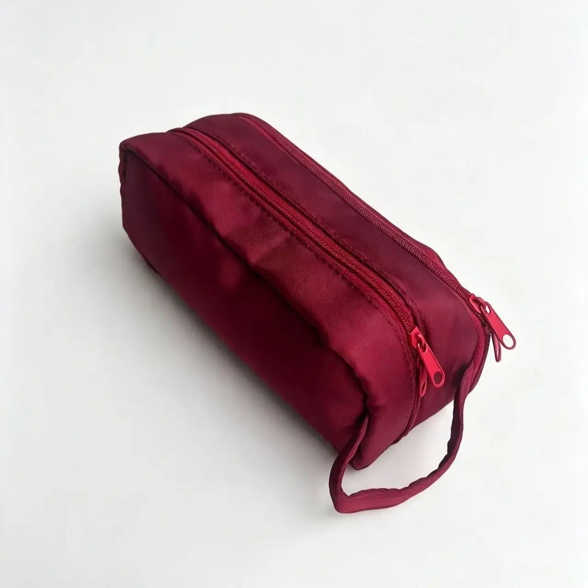 Large Capacity Solid Color Pencil Case with Handle, Nylon Fabric Multi-Layer Pen Bag, Stationery Storage Pouch for School Students, Office Supplies