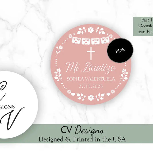 Cielito Lindo Baptism Birthday Stickers 2 Inches or 1.5 inches 100pcs Any Occasion