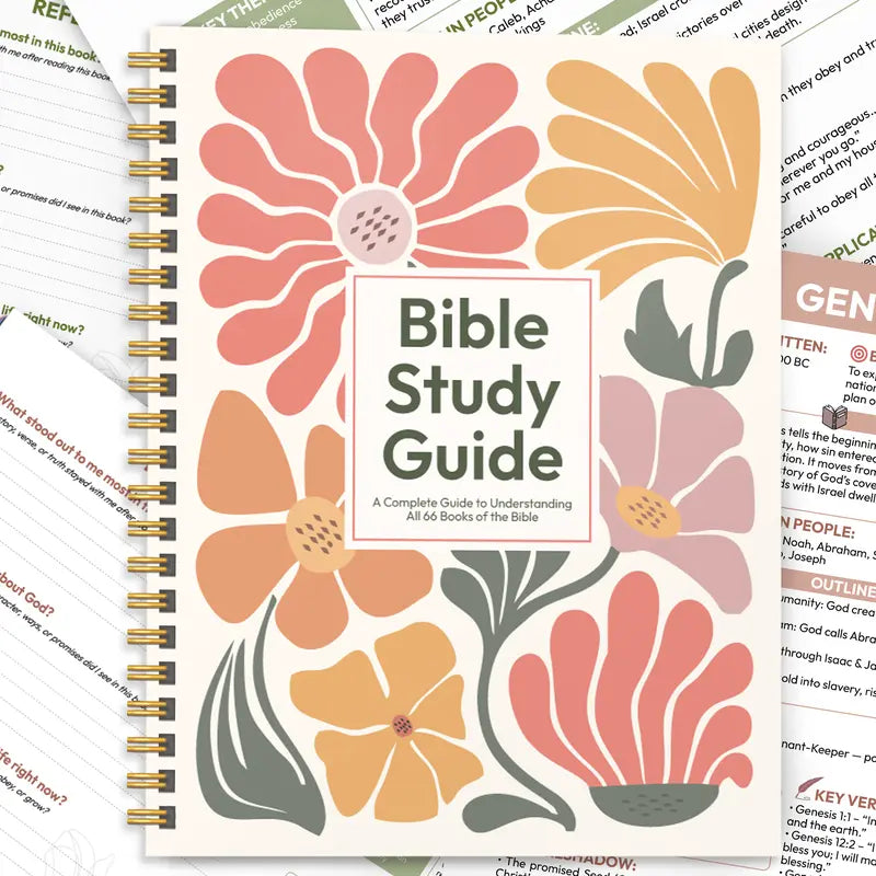 A Year Through The Bible Journal, 52 Week Bible Study Guide, Spiral Bound Bible Reading Plan with 66 Book Summaries, Devotional Journal, Prayer & Reflection Notebook for Women Adults Teens