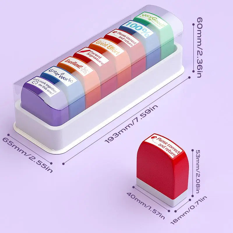 Teacher Stamps, 1 Set Letter Pattern Self-Inking School Stamp, Colorful Stamp For Homework Classroom Encourage Comments, Teacher Supplies