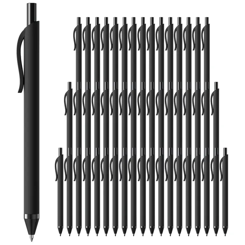 50 Pack Black Ink Pens - Bulk 1.0MM Medium Point Ballpoint Pens with German Ink for Smooth Writing No Bleed Retractable Design Ideal for Office & School